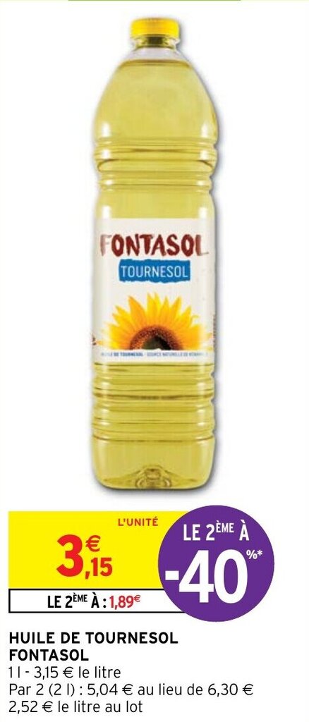 Promo Huile De Tournesol Fontasol Chez Intermarch Hyper