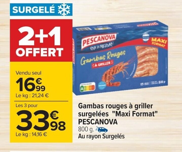 Promo Gambas Rouges Griller Surgel Es Maxi Format Pescanova G