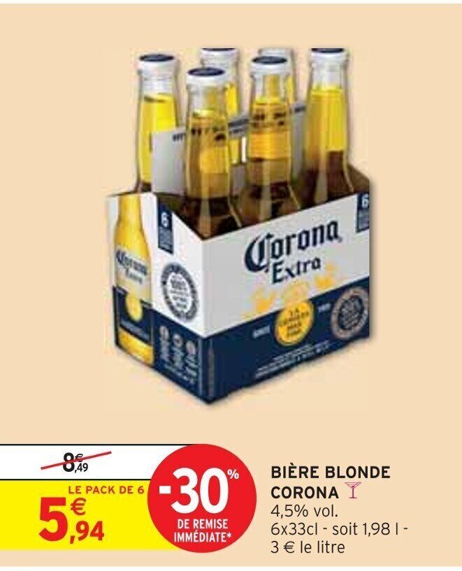 Promo BIÈRE BLONDE CORONA chez Intermarché