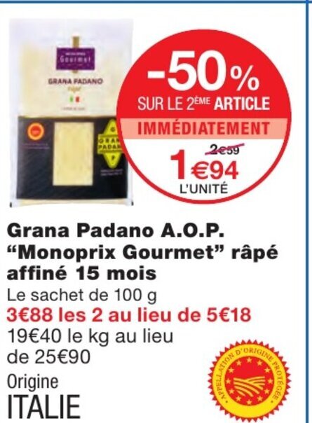 Promo Grana Padano Chez Monoprix