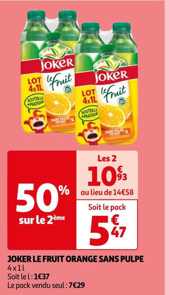 Promo Joker Joker Le Fruit Orange Sans Pulpe Chez Auchan