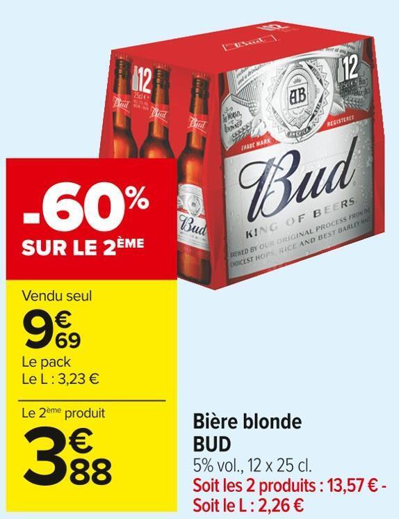 Promo Bud bière blonde chez Carrefour Market