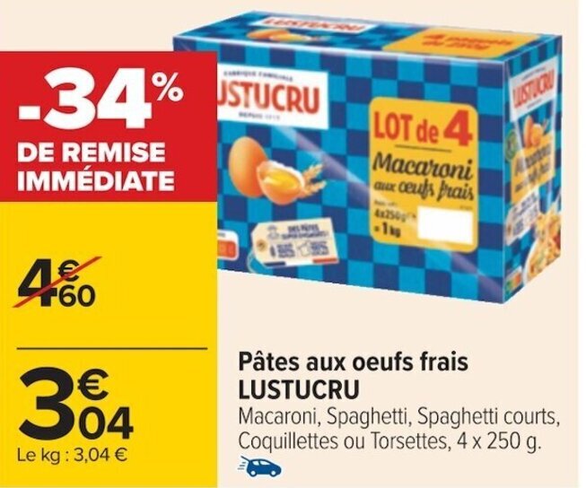 Promo Pâtes aux oeufs frais LUSTUCRU chez Carrefour