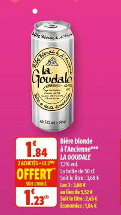 Promo Bière blonde a l ancienne LA GOUDALE chez Coccinelle Supermarché