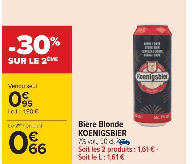 Promo Koenigsbier Bi Re Blonde Chez Carrefour