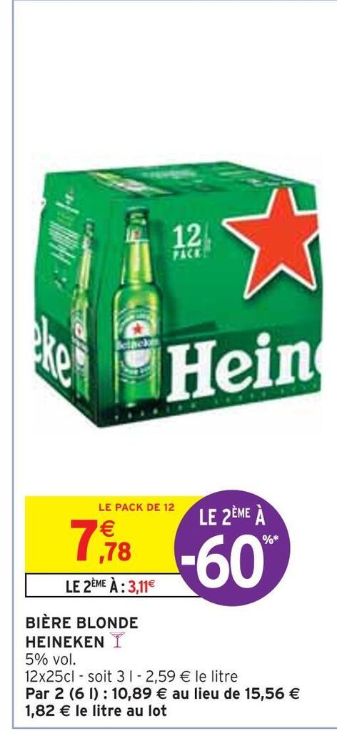 Promo Heineken bière blonde chez Intermarché