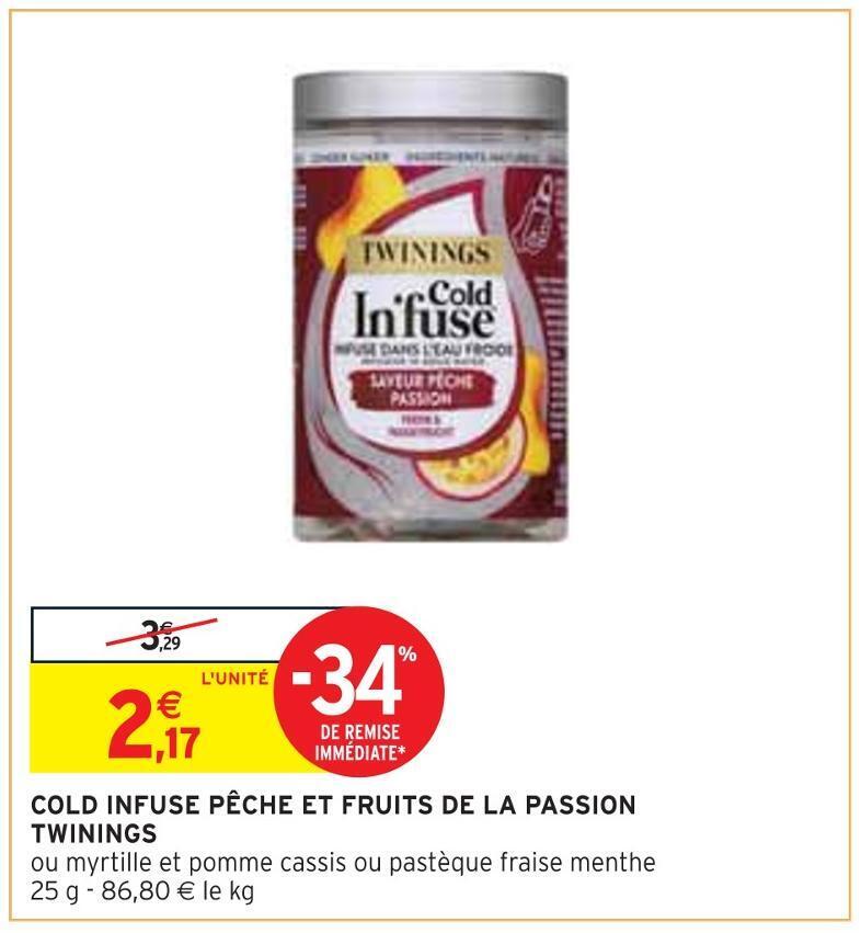 Promo Twinings cold infuse pêche et fruits de la passion chez Intermarché