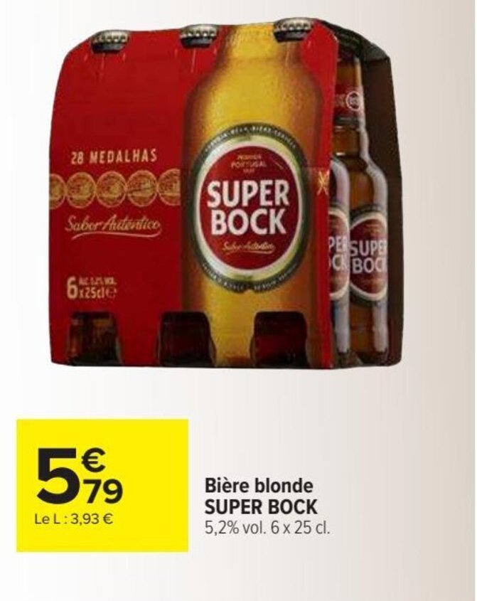 Promo Bi Re Blonde Super Bock Vol X Cl Chez Carrefour Market