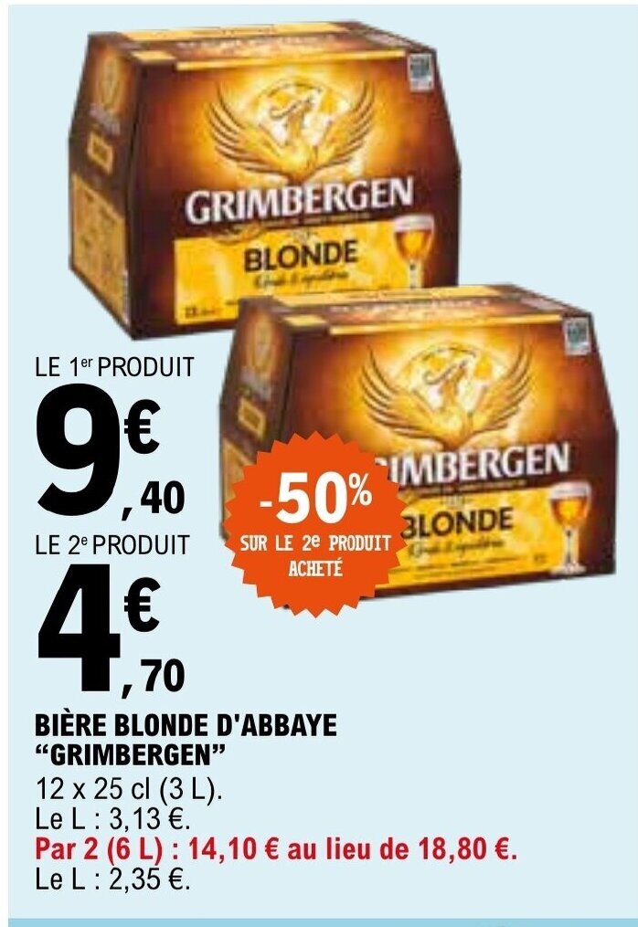 Promo BIÈRE BLONDE D ABBAYE GRIMBERGEN chez E Leclerc