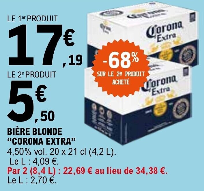 Promo BIÈRE BLONDE CORONA EXTRA chez E Leclerc