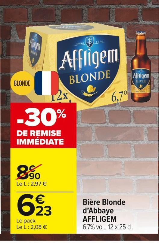 Promo Affligem bière blonde dabbaye chez Carrefour Market