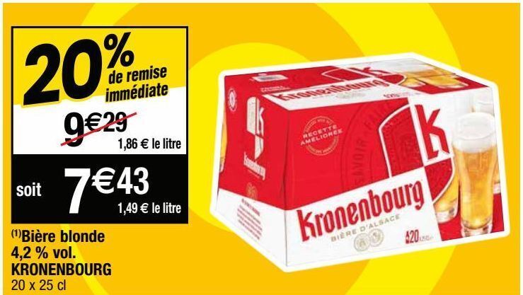 Promo Bière blonde kronenbourg chez Cora