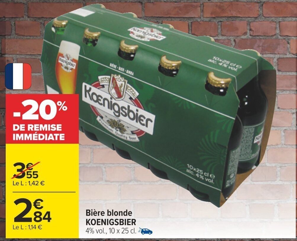 Promo Bi Re Blonde Koenigsbier Vol X Cl Chez Carrefour