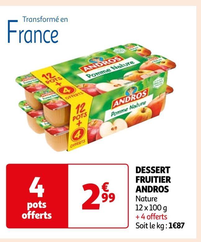 Promo Andros Dessert Fruitier Chez Auchan