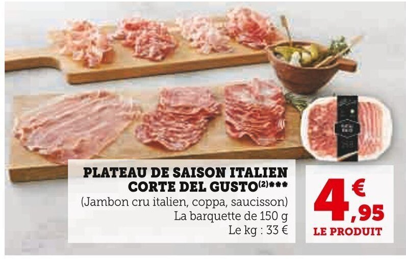 Promo PLATEAU DE SAISON ITALIEN CORTE DEL GUSTO 2 Jambon Cru