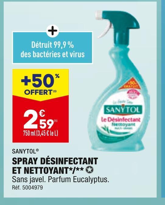 Promo Sanytol Spray D Sinfectant Et Nettoyant Chez Aldi