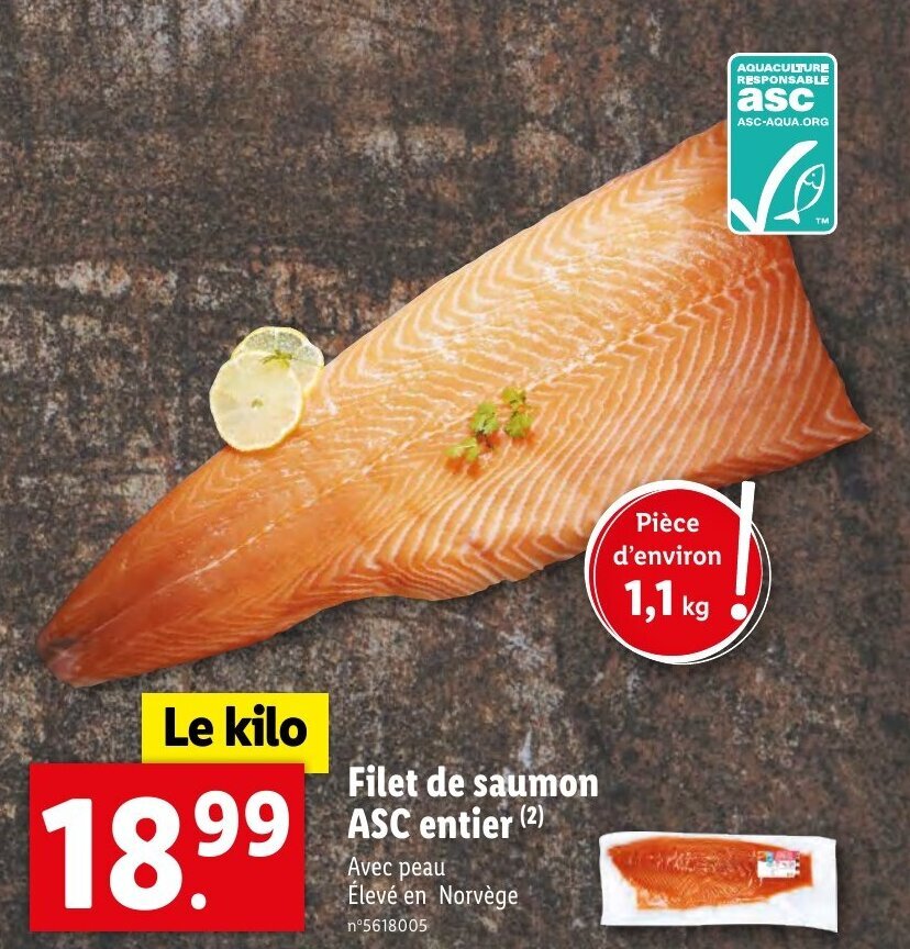 Promo Filet De Saumon ASC Entier Chez Lidl