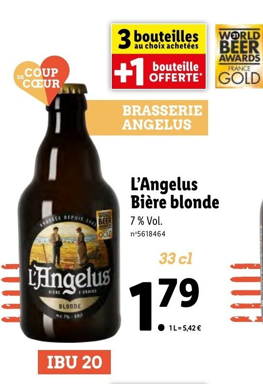 Promo L Angelus Bière blonde chez Lidl