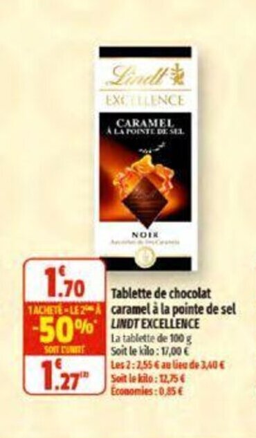 Promo Tablette De Chocolat Tachete Le Caramel La Pointe De Sel