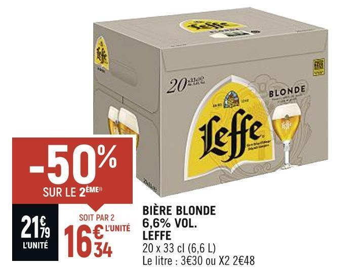 Promo Leffe bière blonde 6 6 vol chez Spar