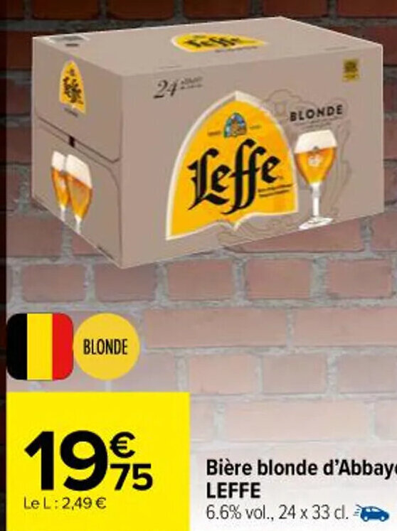 Promo Bière blonde d Abbaye LEFFE 6 6 vol 24 x 33 cl chez Carrefour