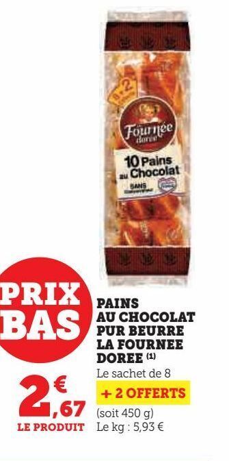 Promo Pains Au Chocolat Pur Beurre La Fournee Doree Chez Hyper U