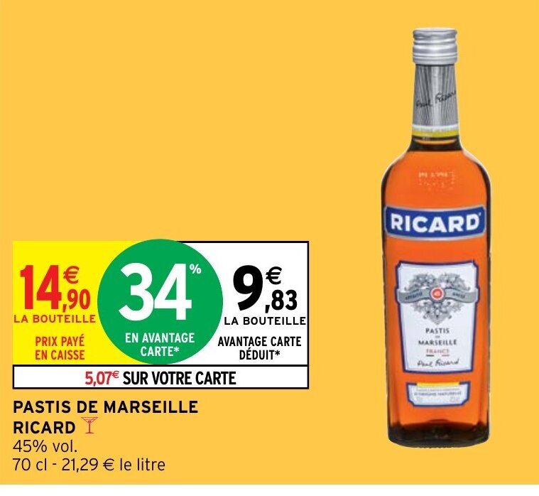 Promo Pastis De Marseille Ricard Chez Intermarch