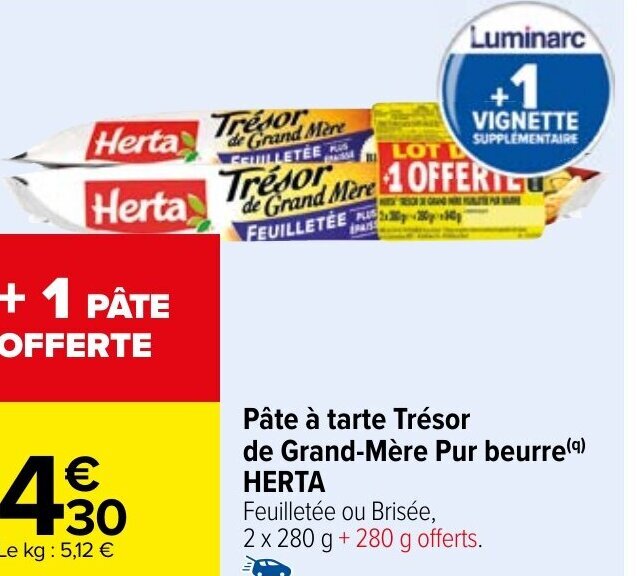 Promo P Te Tarte Tr Sor De Grand M Re Pur Beurre Herta Chez Carrefour