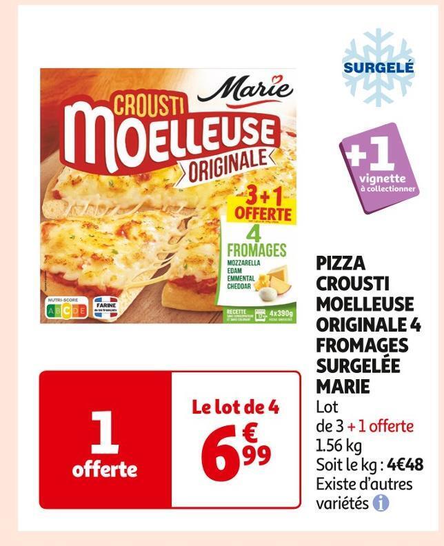 Promo Marie pizza crousti moelleuse originale 4 fromages surgelée chez