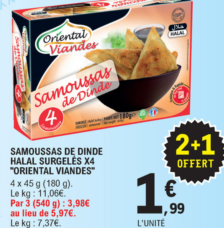 Promo Samoussas De Dinde Halal Surgelés X4 chez E Leclerc