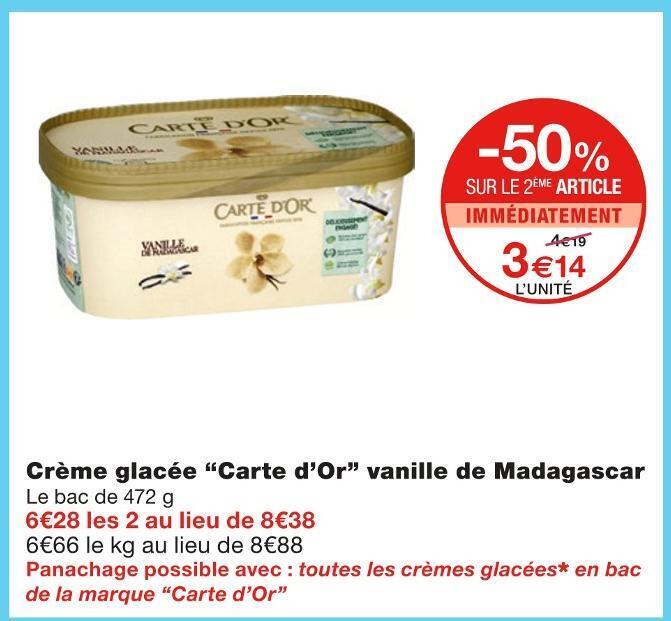 Promo Carte Dor Cr Me Glac E Vanille De Madagascar Chez Monoprix