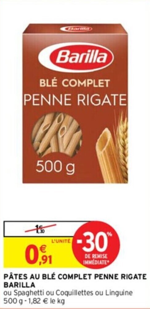 Promo P Tes Au Bl Complet Penne Rigate Barilla Chez Intermarch