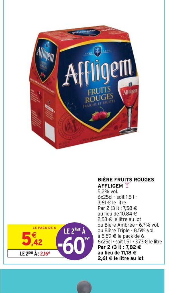 Promo BIÈRE FRUITS ROUGES AFFLIGEM I chez Intermarché Hyper