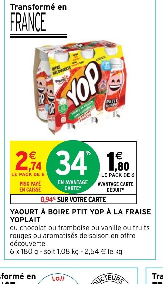 Promo Yaourt Boire Ptit Yop La Fraise Yoplait Chez Intermarch Hyper