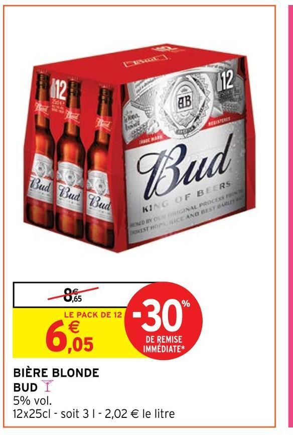 Promo Bud bière blonde chez Intermarché