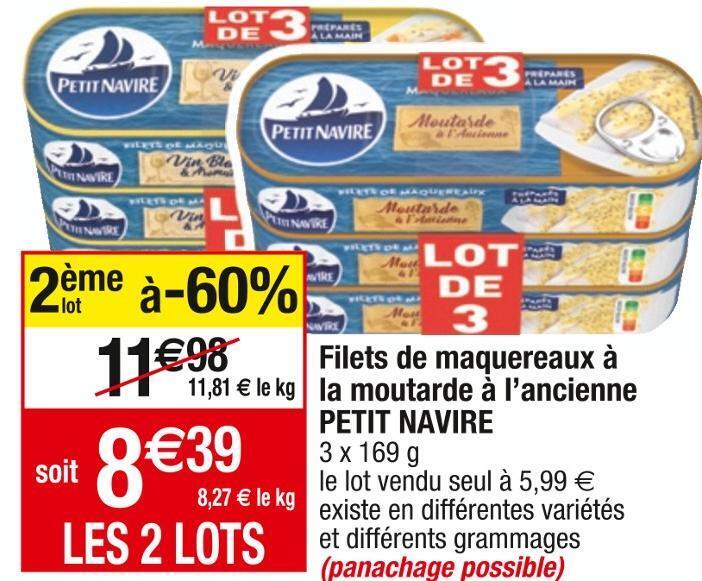 Promo Petit navire filets de maquereaux la moutarde à lancienne chez Cora