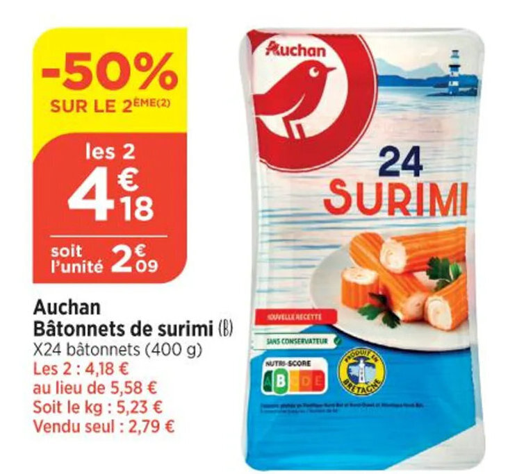 Promo Auchan B Tonnets De Surimi X B Tonnets G Chez Bi