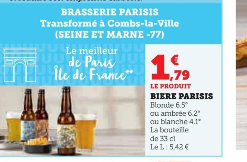 Promo LE PRODUIT BIERE PARISIS Blonde 6 5 ou ambrée 6 2 chez Super U