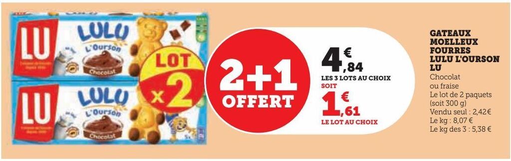 Promo Gateaux Moelleux Fourres Lulu L Ourson Lu Chez Hyper U