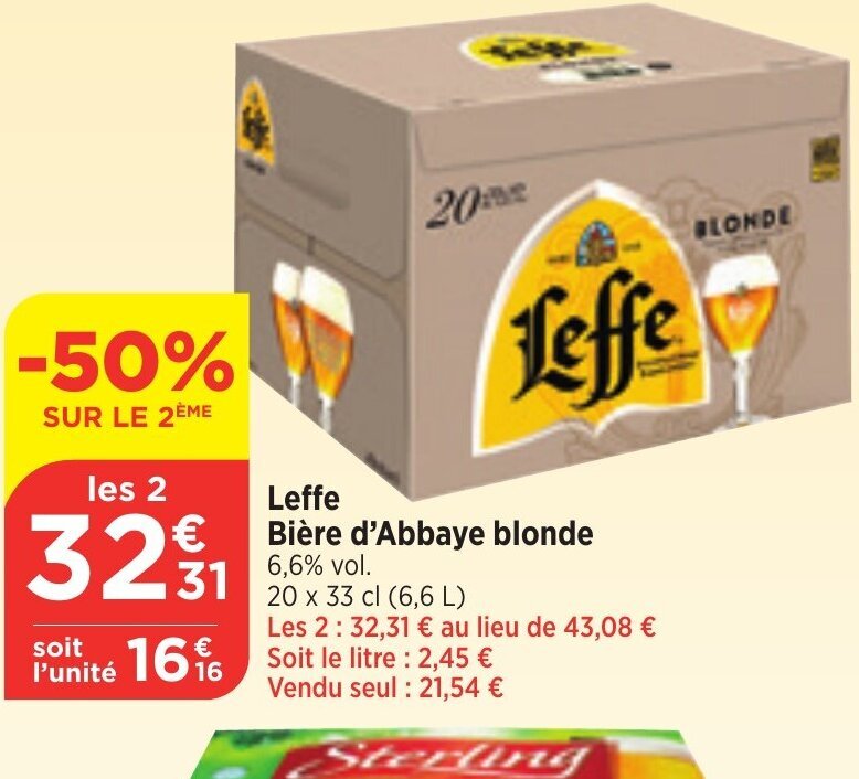 Promo Leffe Bière d Abbaye blonde 6 6 vol chez Maximarché