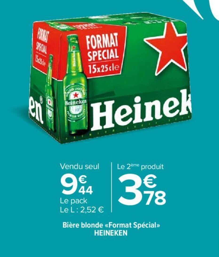 Promo Bière blonde HEINEKEN chez Carrefour Market