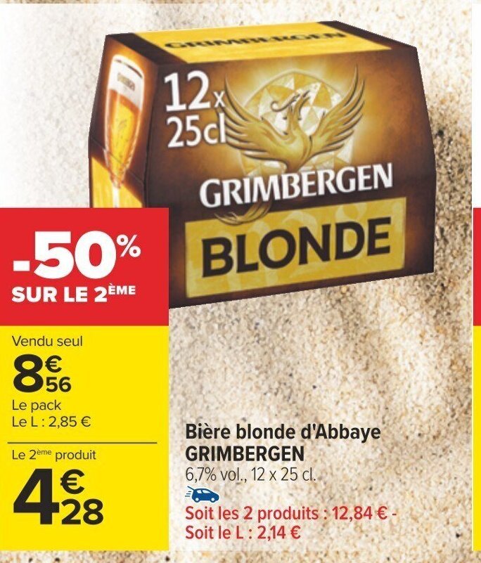 Promo Bière blonde d Abbaye GRIMBERGEN chez Carrefour