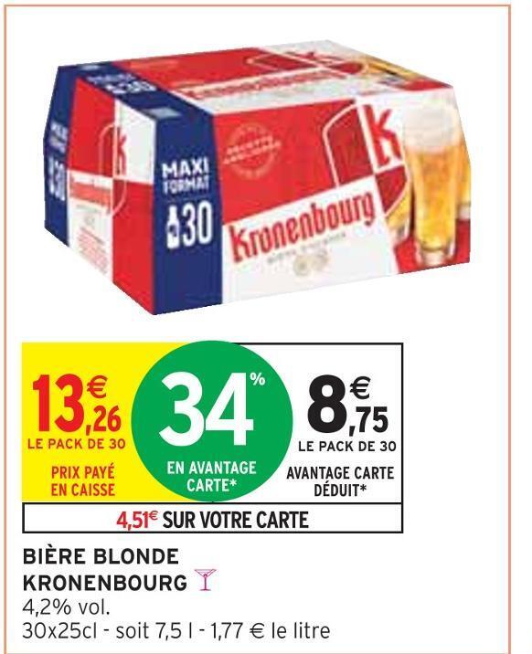 Promo Kronenbourg bière blonde chez Intermarché