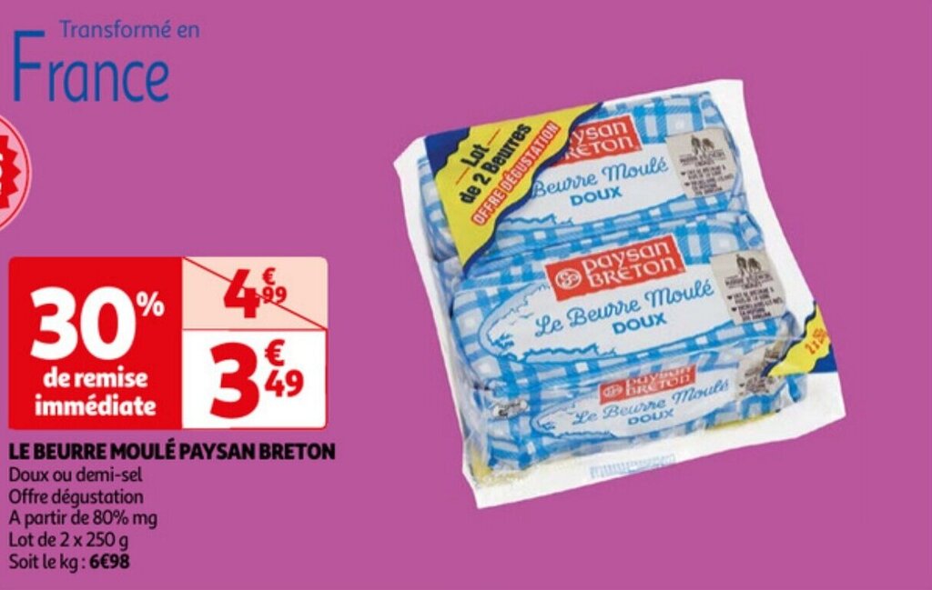 Promo Le Beurre Moul Paysan Breton Chez Auchan