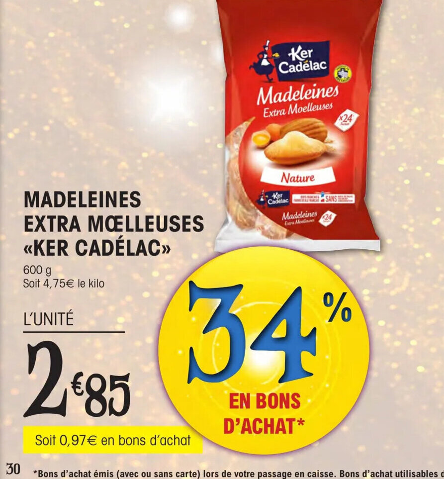 Promo MADELEINES EXTRA MOELLEUSES Chez E Leclerc