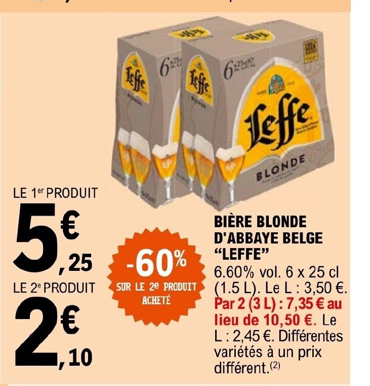 Promo Bi Re Blonde D Abbaye Belge Leffe Chez E Leclerc