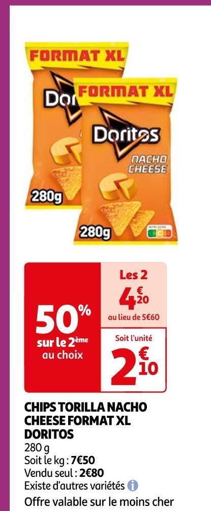 Promo Doritos Chips Torilla Nacho Cheese Format Xl Chez Auchan Supermarch