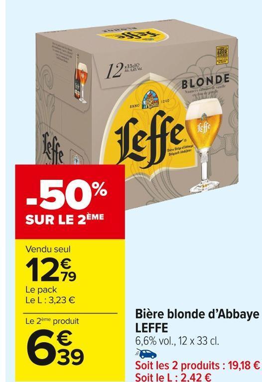 Promo Leffe Bi Re Blonde Dabbaye Chez Carrefour Market