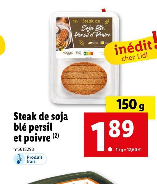 Promo Steak de soja blé persil et poivre chez Lidl