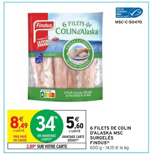 Promo Findus Filets De Colin D Alaska Msc Surgel S Findus Chez